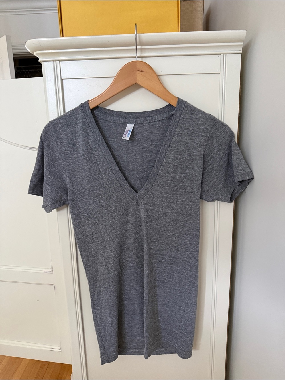 American Apparel Gray V-Neck Short Sleeve Tee